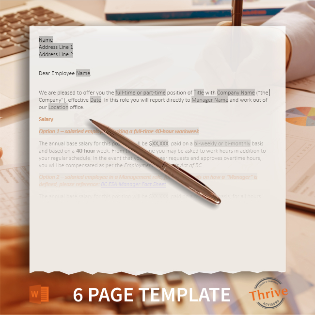 Employment job offer template for MS Word