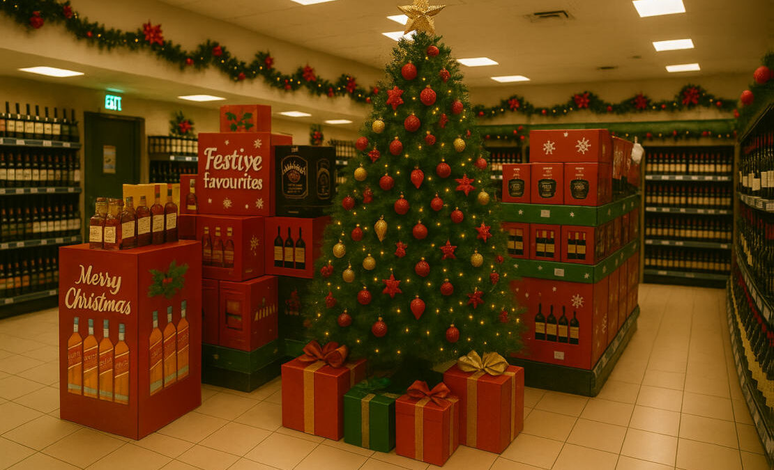 Liquor store marketing at Christmas
