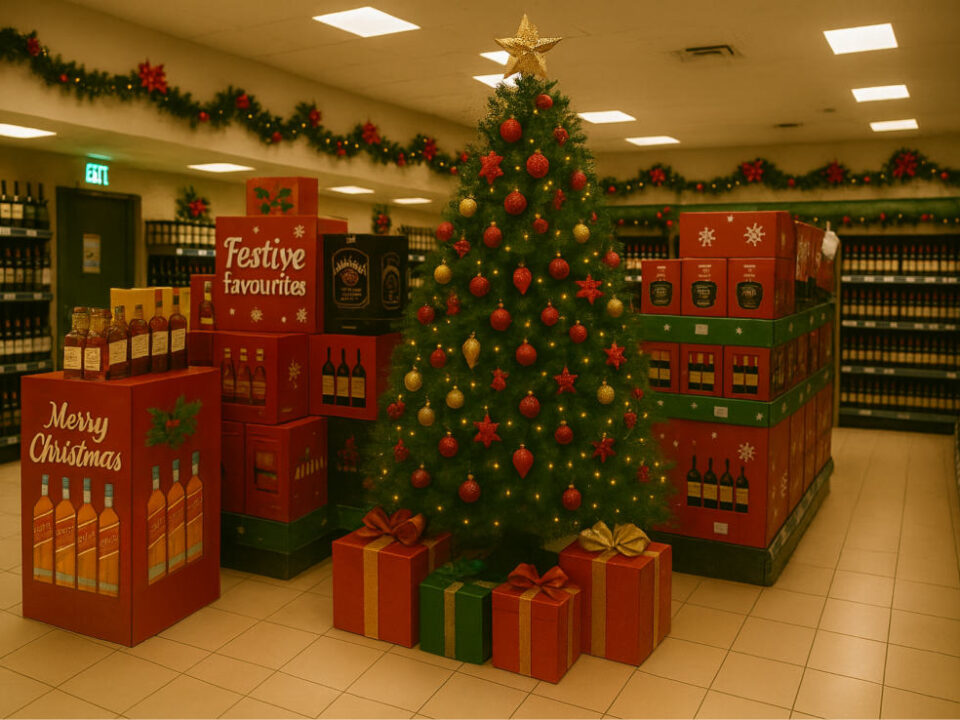 Liquor store marketing at Christmas
